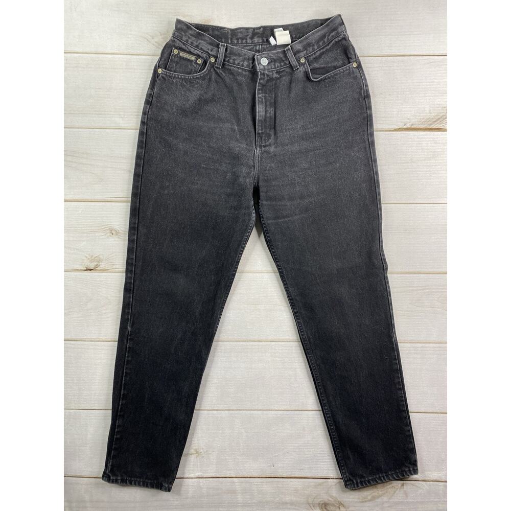 Vtg Calvin Klein Jeans Womens 16 Black Hi Rise Mom Tapered Leg USA Made Denim